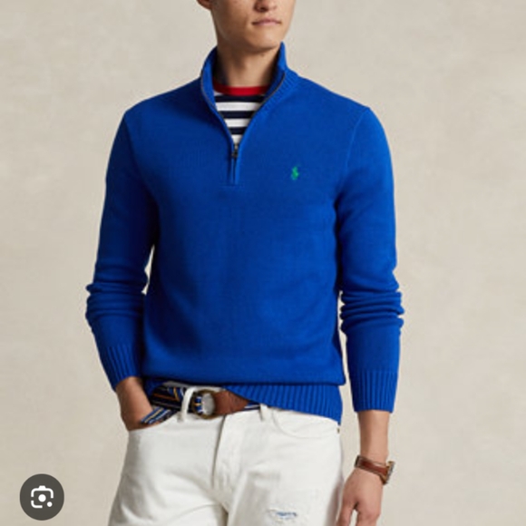 Polo Ralph Lauren Quarter Zip Sweater Cotton - Picture 1 of 7